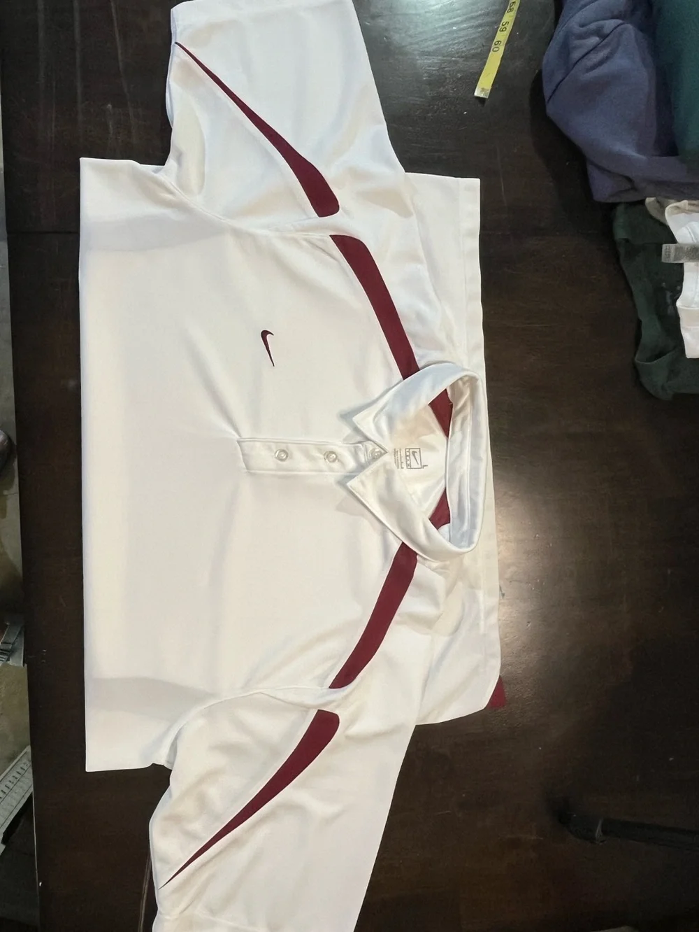 Nike Team Fit Dry Crimson, White Polo, Sz L